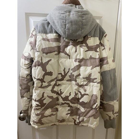 MONCLER BEAUMONT VERMONT WOOL CAMOUFLAGE DOWN JACKET OFF WHITE GREY Used - Picture 6 of 16
